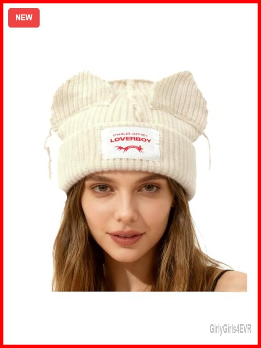 Hand Knitted Beanie Hat with Cute Cat Ear Y2k Slouchy Skull Cap